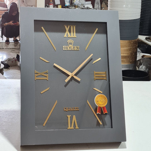 ساعت چوبی مستطیل بزرگ و بسیار زیبا 3 سال گارانتی